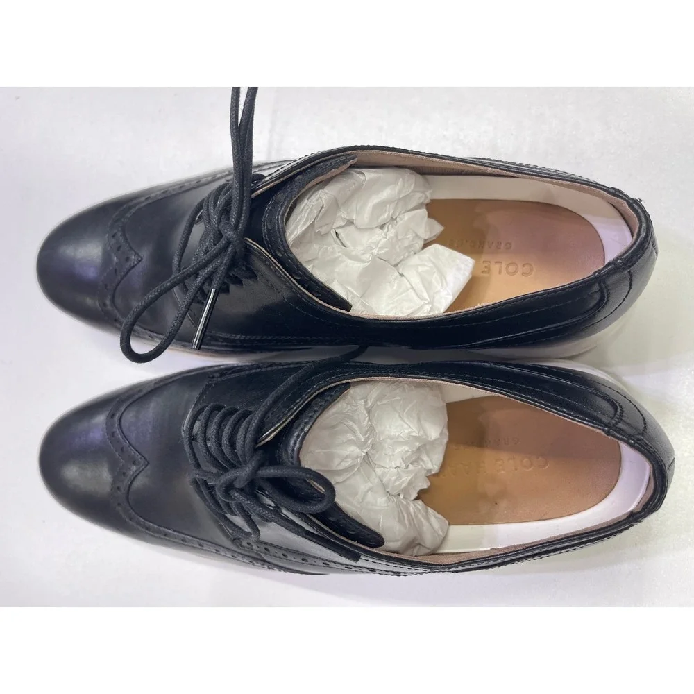Cole Haan Grand.OS Mens Black Leather Wingtip Oxford Shoes C26469 Sz 11.5 M NEW